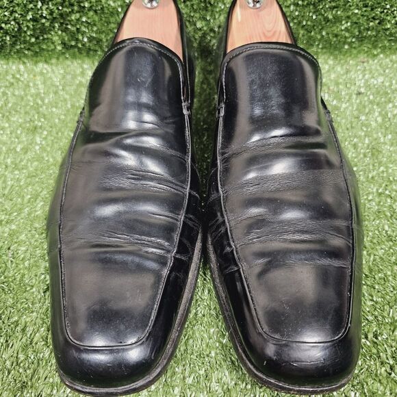 Prada Black Leather Slip On Loafers Dress Shoes Italy Mens SiE US 11.5 EU 10.5 - Picture 3 of 16